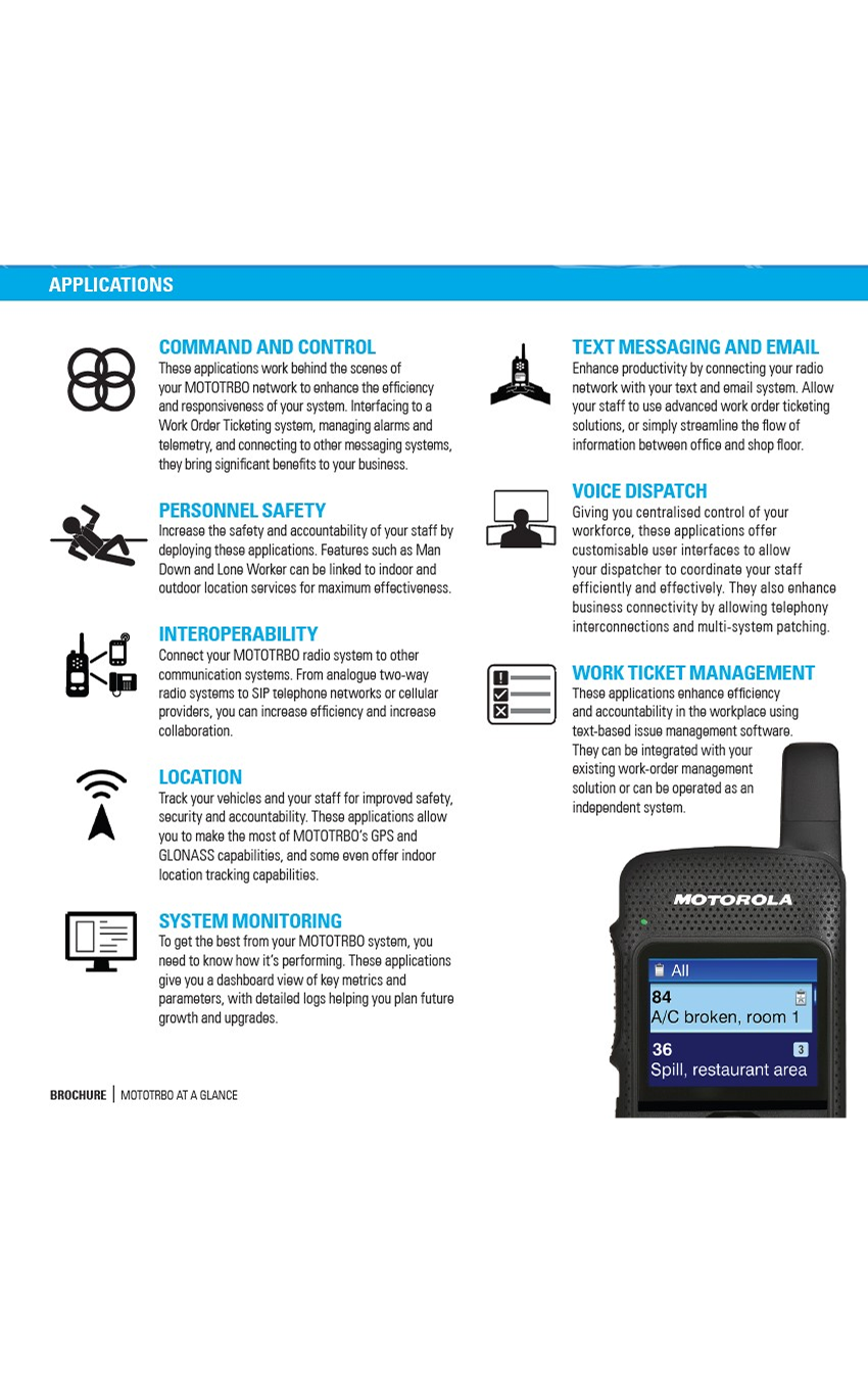 MOTOTRBO worker safety and GPS applications for R5 and R7 professional radios