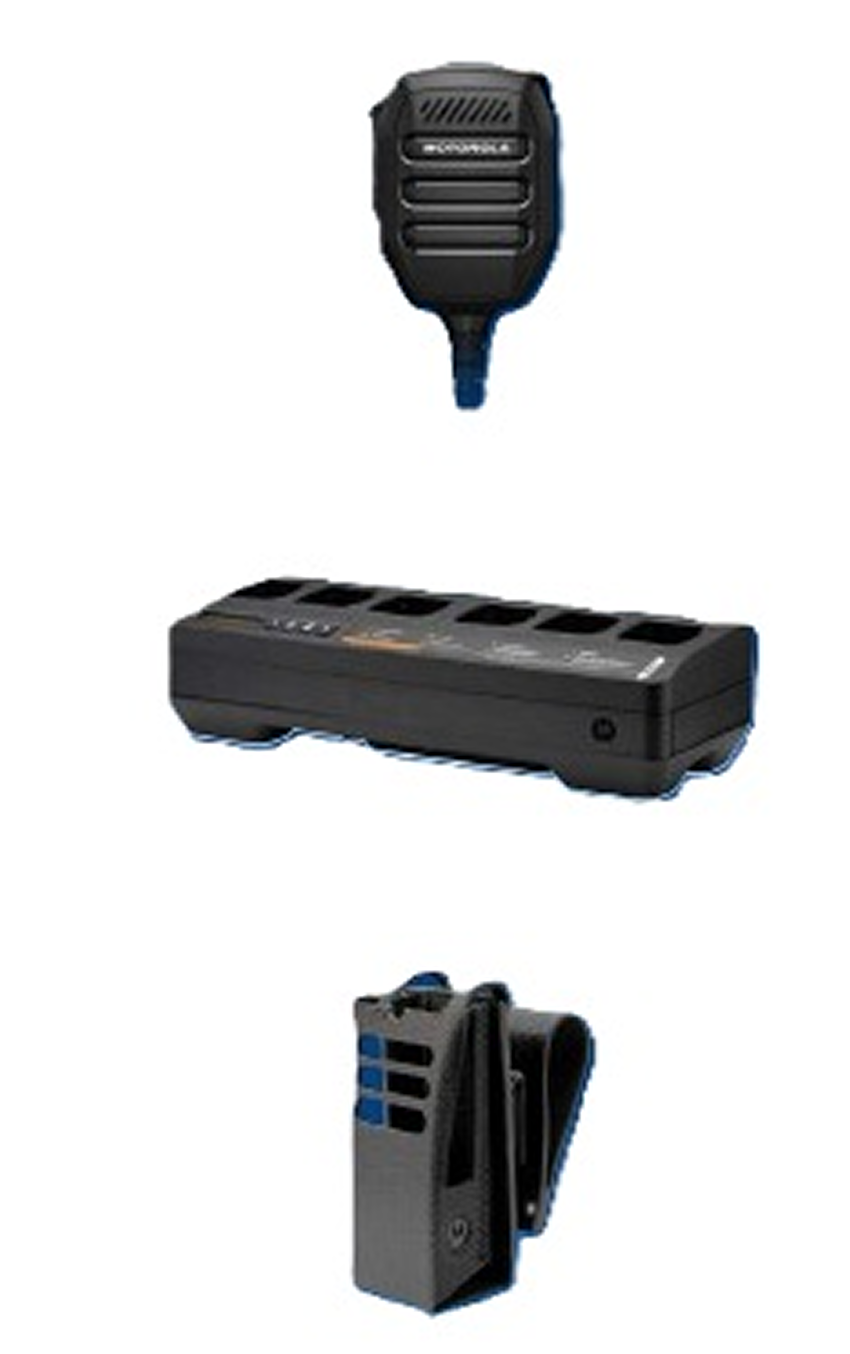 MOTOTRBO audio and charging accessories for professional radio communication on site